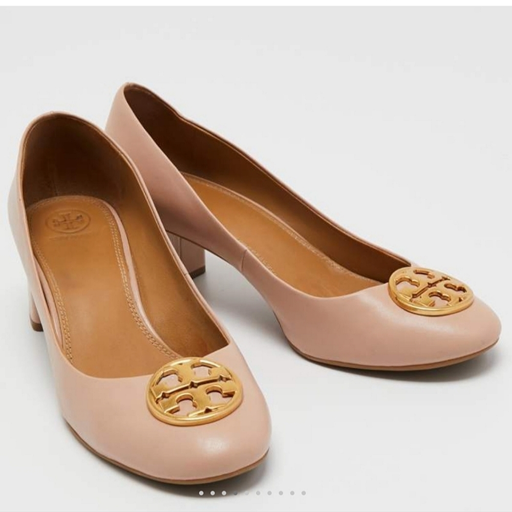 NWOT Tory Burch Powder Pink Leather Chelsea Block Heel Pumps